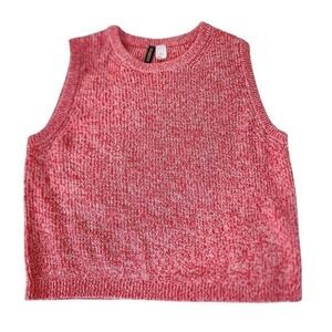 H&M Divided Knit Sweater Vest Womens XL Red White Marled Preppy Academic